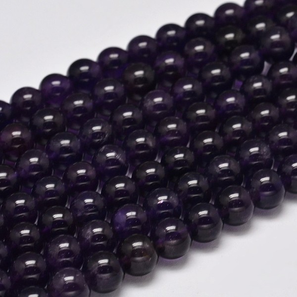 Round Grade A Natural Amethyst Bead Strands