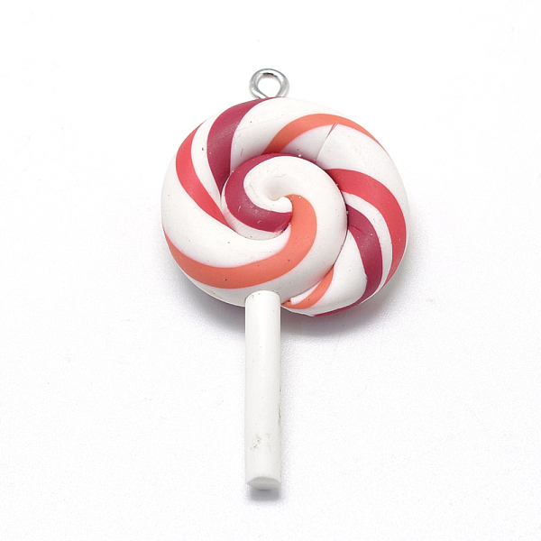 

PandaHall Handmade Polymer Clay Big Pendants, Lollipop, Dark Red, 48~56x27~29x7~10mm, Hole: 2mm Polymer Clay Candy Red