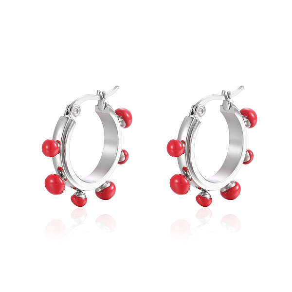 

PandaHall Stainless Steel with Pearl Hoop Earrings for Women Stainless Steel Round