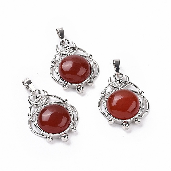 

PandaHall Natural Red Agate Pendants, Half Round Charms, with Rack Plating Platinum Tone Brass Planet, 34x25x8mm, Hole: 8x5mm Red Agate Half...