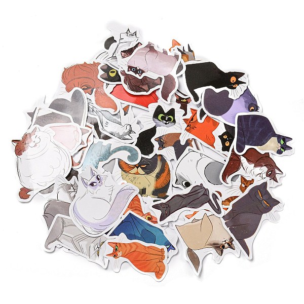 

PandaHall 50 Sheets Paper Cat Stickers, Mixed Color, 35~60x31.5~62mm, Hole: 0.2mm Paper Cat Shape Multicolor