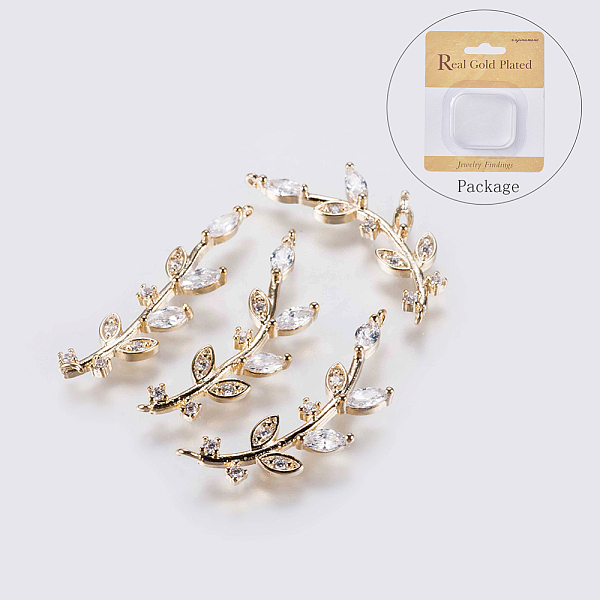 

PandaHall Brass Links connectors, for Jewelry DIY Craft Making, Long-Lasting Plated, Real 18K Gold Plated, with Cubic Zirconia, Nickel Free..., Clear
