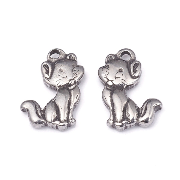 

PandaHall 304 Stainless Steel Kitten Pendants, Cartoon Cat Shape, Antique Silver, 15.5x10.5x2.5mm, Hole: 1.6mm 304 Stainless Steel Cat Shape