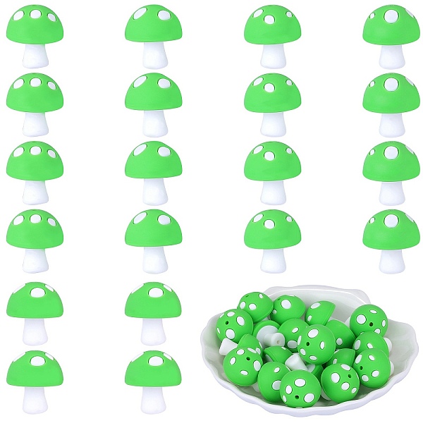 

PandaHall 20Pcs Mushroom Silicone Focal Beads, Chewing Toy Accessoies for Teethers, DIY Nursing Necklaces Making, Lawn Green, 18mm, Hole...