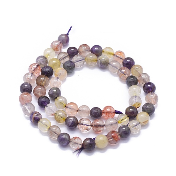 

PandaHall Natural Rutilated Quartz Beads Strands, Round, 6mm, Hole: 0.8mm, about 62pcs/strand, 15.3 inch(39cm) Rutilated Quartz Round