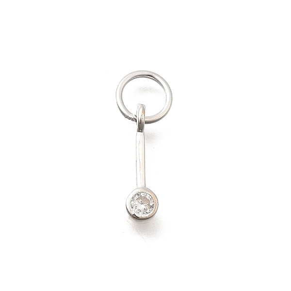 925 breloque ronde plate en argent sterling avec zircone cubique transparente