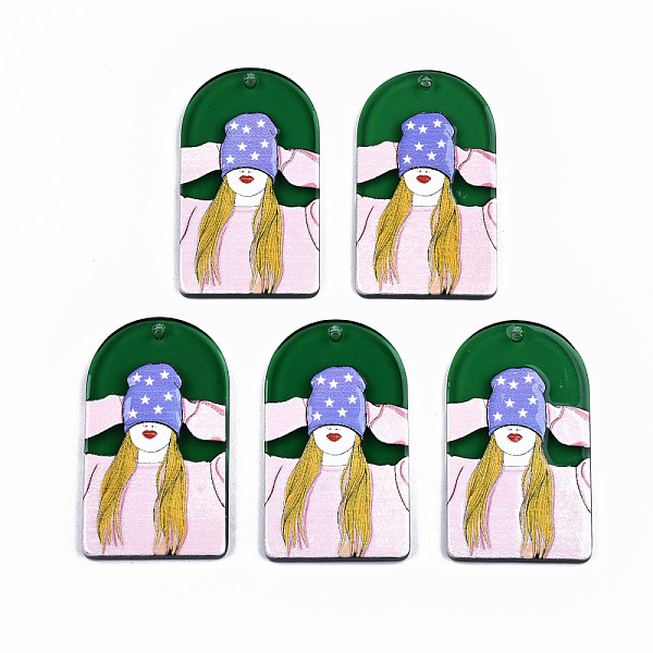 

PandaHall Transparent Acrylic Pendants, 3D Printed, Half Oval with Woman Pattern, Green, 43x24x3.5mm, Hole: 1.8mm Acrylic Others Green