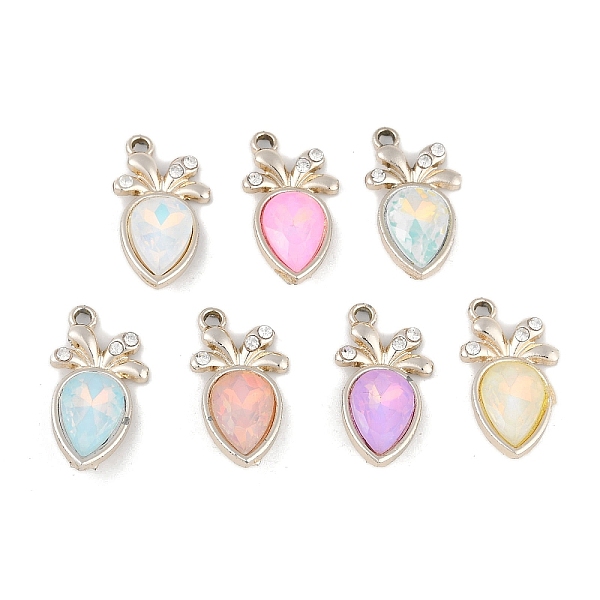 

PandaHall UV Plating Alloy Pendants, with Glass, Lead Free & Cadmium Free, Carrot, Mixed Color, Light Gold, 20x11x4mm, Hole: 2mm Alloy+Glass..., Multicolor