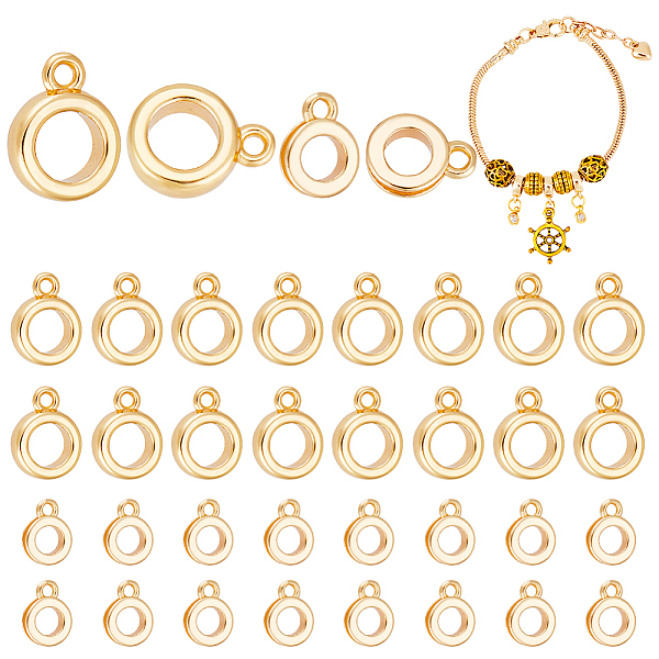 PandaHall PH 40pcs 14K Gold Plated Brass Tube Bails, 2 Size Large Hole Hanger Links Tube Dangle Hanger Pendant Bail Hanger Links for...