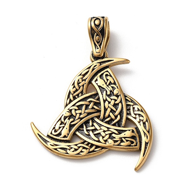 

PandaHall Ion Plating(IP) 304 Stainless Steel Pendants, Triple Horn Charm, Antique Golden, 47x34x2.2mm, Hole: 4.5x8mm 304 Stainless Steel...