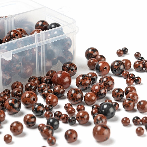 340 Stück 4 Stil Natürliche Mahagoni-Obsidian-Perlen