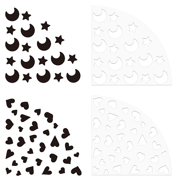 

PandaHall CRASPIRE 2pcs Moon Sleeve Stencils Star Heart Acrylic Tie Dyeing Stencils Bleached Shirt Template Painting Reusable Fan DIY for...