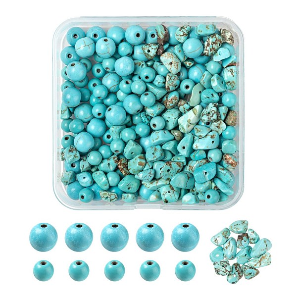

PandaHall 3 Strands 3 Style Synthetic Turquoise Beads, Round, Turquoise, 5~8mm, Hole: 1mm, 1strand/style Synthetic Turquoise Round Green