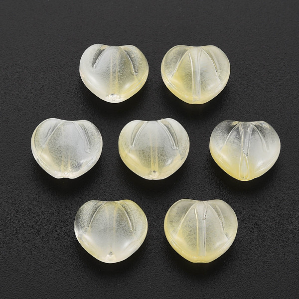 

PandaHall Two Tone Transparent Spray Painted Glass Beads, Heart, Light Goldenrod Yellow, 10.5x12x6.5mm, Hole: 1mm Glass Heart