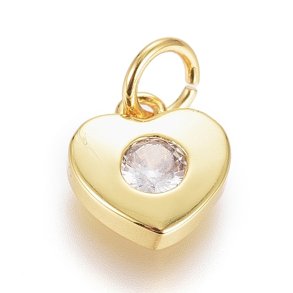 

PandaHall Brass Micro Pave Cubic Zirconia Pendants, with Jump Ring, Long-Lasting Plated, Heart, Clear, Real 18K Gold Plated, 7.5x7x2mm, Hole...