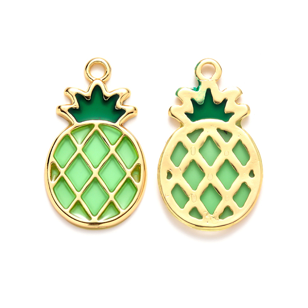 

PandaHall Alloy Pendants, with Epoxy Resin, Pineapple, Golden, Light Green, 27.5x16.5x1.5mm, Hole: 2mm Alloy+Epoxy Resin Fruit Green