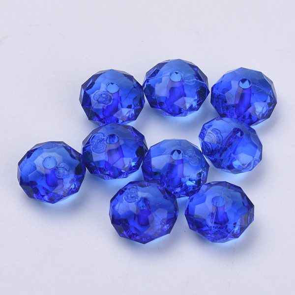 

PandaHall Transparent Acrylic Beads, Faceted, Rondelle, Blue, 10x6mm, Hole: 1.6mm, about 1290pcs/500g Acrylic Rondelle Blue