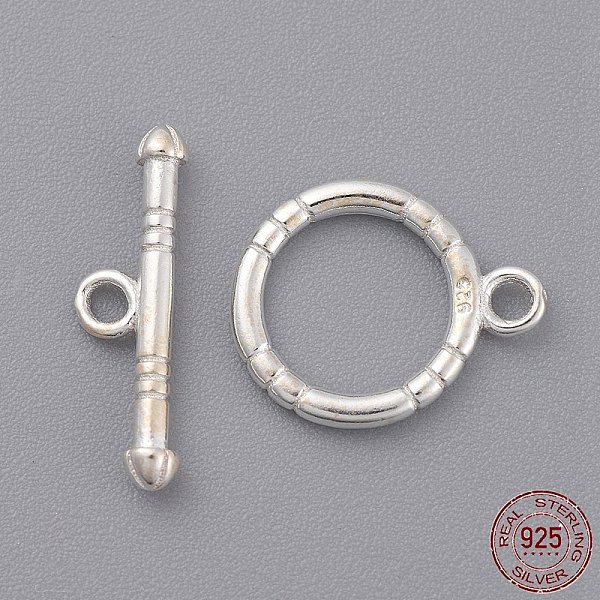 PandaHall Sterling Silver Toggle Clasps, Ring: 14x11.5mm, Bar: 17x5mm, Hole: 1.5mm Sterling Silver Ring