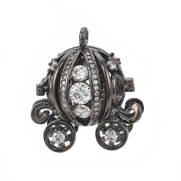 

PandaHall Brass Cage Pendants, For Chime Ball Pendant Necklaces Making, with Micro Pave Cubic Zirconia, Hollow Pumpkin Carriage, Clear...