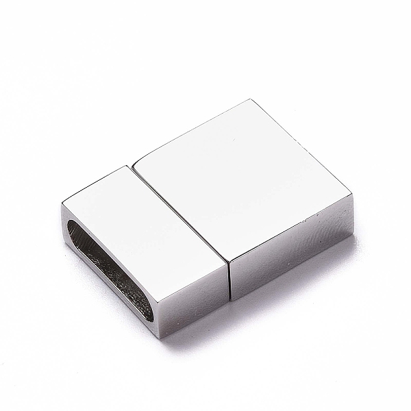 

PandaHall 304 Stainless Steel Magnetic Clasps with Glue-in Ends, Rectangle, Stainless Steel Color, 24x17x6mm, Hole: 3.8x14.8mm 304 Stainless...