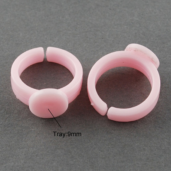 

PandaHall Adjustable Colorful Acrylic Ring Components, for Kids, Pink, 14mm, Tray: 9mm Acrylic Pink
