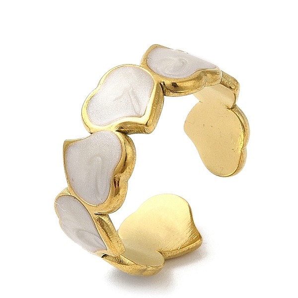 

PandaHall 304 Stainless Steel Enamel Open Cuff Rings, Heart, Golden, Inner Diameter: 18.2mm 304 Stainless Steel Heart