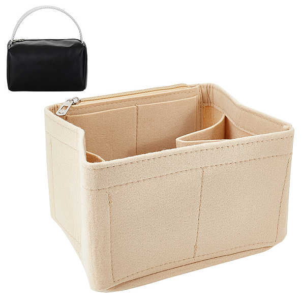 

PandaHall Wool Felt Purse Organizer Insert, Mini Tote Basket Shaper Liner, Make-up Storage Bag Accessories, Rectangle, Tan, 13x19.8x15.7cm..., Orange