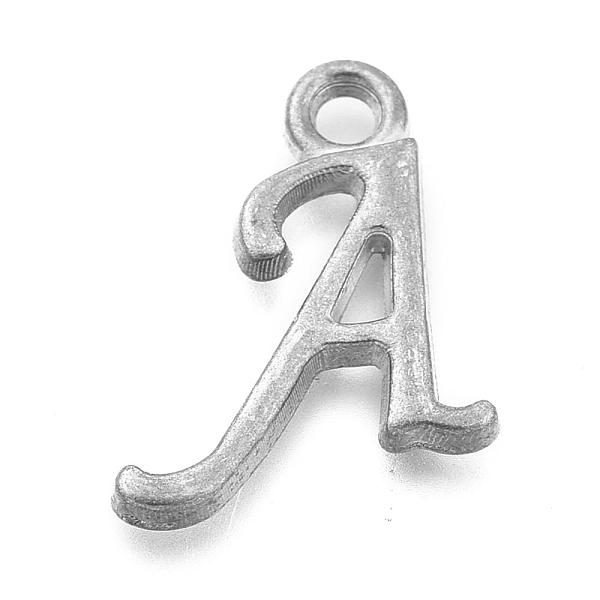 

PandaHall Alloy Letter Pendants, Rack Plating, Cadmium Free & Lead Free, Unplated, Letter.A, 12~17x4~15x2mm, Hole: 1.5mm Alloy Letter