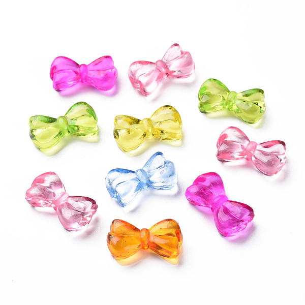 

PandaHall Transparent Acrylic Beads, Bowknot, Mixed Color, 10.5x18.5x5mm, Hole: 1.8mm, about 720pcs/500g Acrylic Bowknot Multicolor