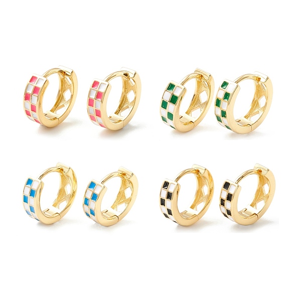 

PandaHall Tartan Pattern Enamel Chunky Hinged Huggie Hoop Earrings for Women, Real 18K Gold Plated Brass Jewelry, Cadmium Free & Nickel Free..., Multicolor