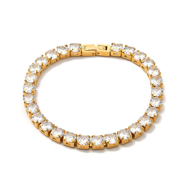 

PandaHall Clear Cubic Zirconia Tennis Bracelet, 304 Stainless Steel Link Chain Bracelet for Women, Golden, 8-1/8 inch(20.5cm) Cubic Zirconia...