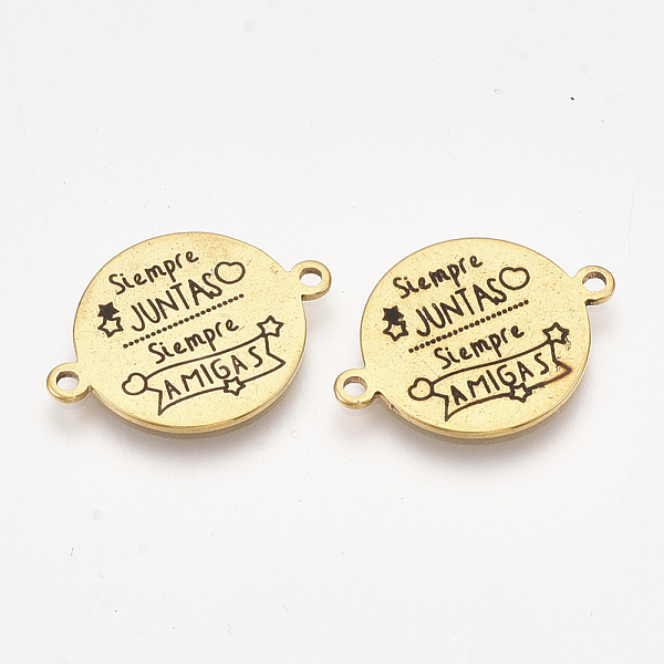 

PandaHall 304 Stainless Steel Quote Links Connectors, with Enamel, Flat Round with Word, Golden, 21.5x16x1mm, Hole: 1.4mm 304 Stainless...