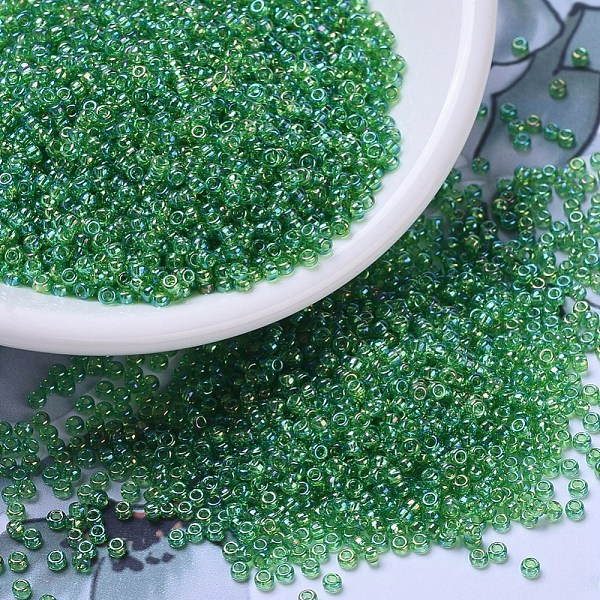 

PandaHall MIYUKI Round Rocailles Beads, Japanese Seed Beads, 11/0, (RR179L) Transparent Light Green AB, 2x1.3mm, Hole: 0.8mm, about...