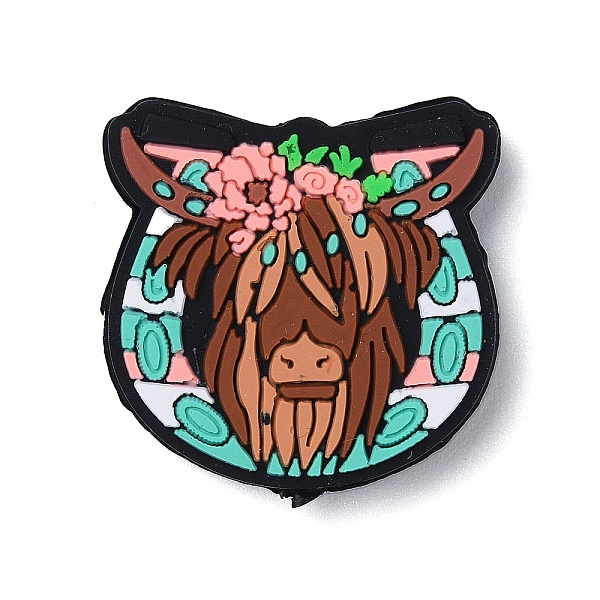 

PandaHall Silicone Focal Beads, Cartoon Pickup Boots, Ox Head, Sienna, 28x29x7mm, Hole: 3mm Silicone Cattle Brown