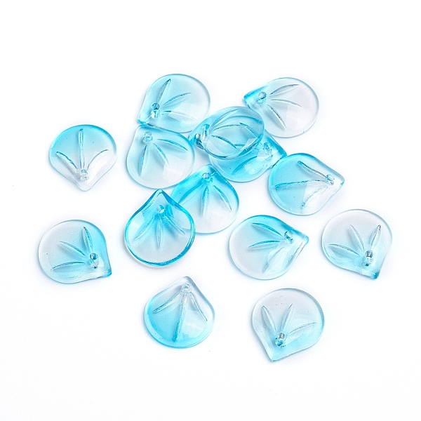 

PandaHall Transparent Glass Charms, Petal, Two Tone, Light Blue, 15x13.5x4mm, Hole: 1.2mm Glass Flower Blue
