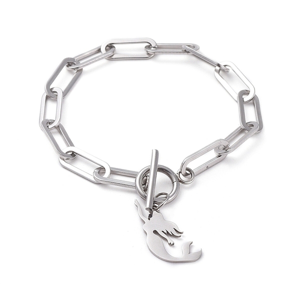 

PandaHall 304 Stainless Steel Charm Bracelets, with 304 Stainless Steel Cable Chains, Mermaid, Stainless Steel Color, 7-1/2 inch(19cm) 304...