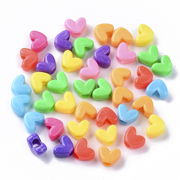 

PandaHall Opaque Polystyrene(PS) Plastic Beads, Heart, Mixed Color, 7x9.5x5mm, Hole: 3.5mm, about 3000pcs/500g Plastic Heart Multicolor