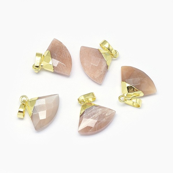 

PandaHall Natural Sunstone Pendants, with Long-Lasting Plated Brass Findings, Faceted, Triangle, Golden, 14~15x15~16x5mm, Hole: 3.5x5.5mm...