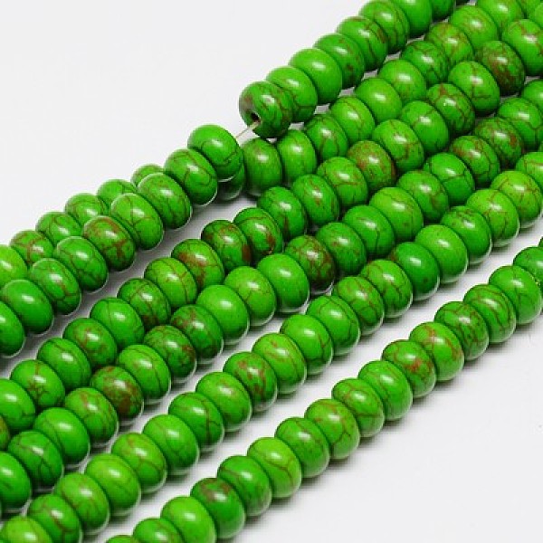 

PandaHall Synthetic Turquoise Beads Strands, Dyed, Rondelle, Lime Green, 5x3mm, Hole: 1mm, about 140pcs/strand, 15.5 inch Synthetic...
