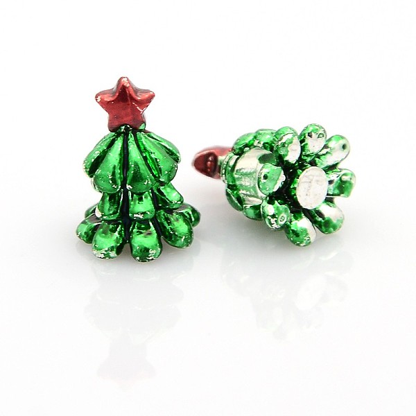 

PandaHall Christmas Tree Zinc Alloy Enamel European Large Hole Beads, Green, 16x11mm, Hole: 5mm Alloy+Enamel Tree Green