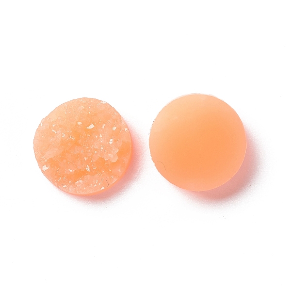 

PandaHall Druzy Resin Cabochons, Flat Round, Salmon, 12x5mm Resin Flat Round Red