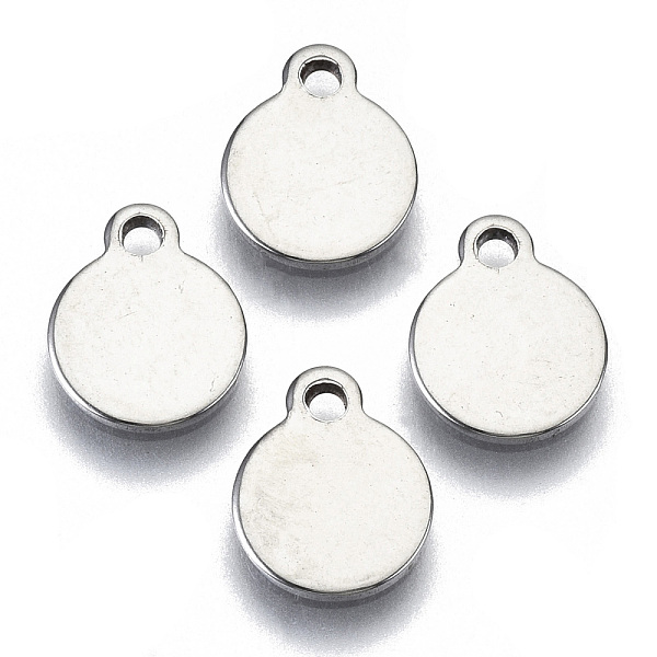 

PandaHall 201 Stainless Steel Charms, Laser Cut, Stamping Blank Tag, Flat Round, Stainless Steel Color, 10x8x1mm, Hole: 1.4mm 201 Stainless...