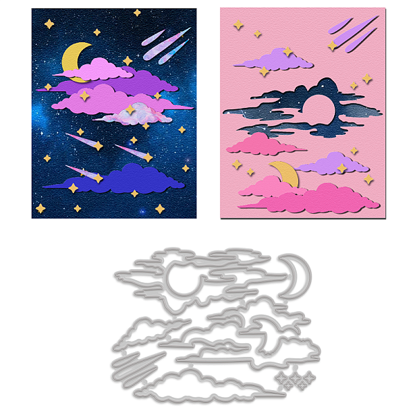 

PandaHall Hollow Moon Cut Dies Night Starry Sky Metal Cutting Die for Card Making Meteor Moon Cloud Carbon Steel Die Cut Embossing Stencils...