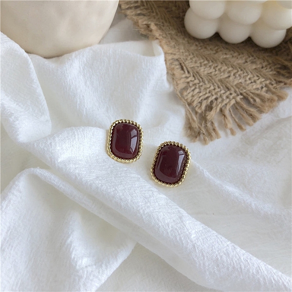 

PandaHall Alloy & Resin Earrings for Women, Rectangle, 18x11mm Resin Rectangle