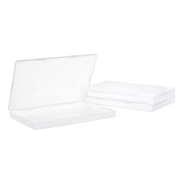 PandaHall SUPERFINDINGS 3 Pack Clear Plastic Beads Storage Containers Boxes with Lids 19.8x12.3x1.7cm Small Rectangle Plastic Organizer...