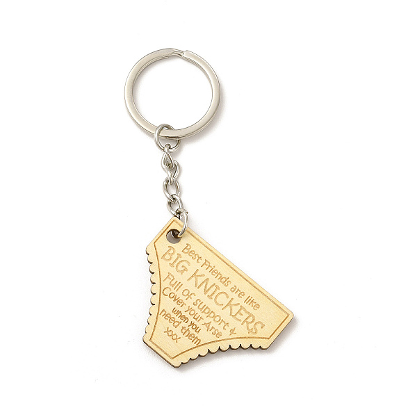 

PandaHall Natural Wood Briefs with Word Keychains, Best Friends/ Big Knickers Keychains, with Platinum Iron Clasps, BurlyWood, 90mm Wood..., Orange