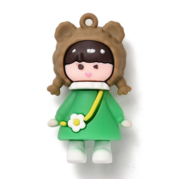 

PandaHall PVC Plastic Big Pendants, Girl, Medium Sea Green, 56x32x21mm, Hole: 3mm PVC Human