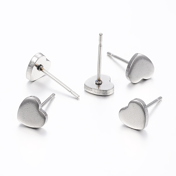 

PandaHall 304 Stainless Steel Ear Studs, Hypoallergenic Earrings, Stud Earrings, Heart, Stainless Steel Color, 6x6.5x1.2mm, Pin:0.8mm 304...