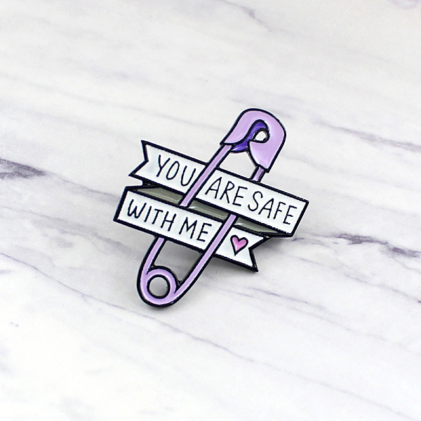 

PandaHall You Are Safe with Me" Heart-Shaped Pin - Symbol of Love and Protection, Violet, 1mm Alloy Purple