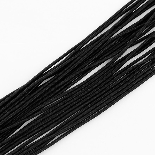 

PandaHall Elastic Cord, with Fibre Outside and Rubber Inside, Black, 2mm, about 109.36 yards(100m)/bundle Elastic Fibre Round Black